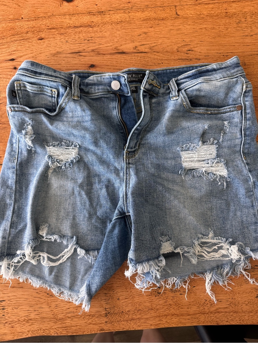 Judy Blue Distressed Light Wash Denim Shorts